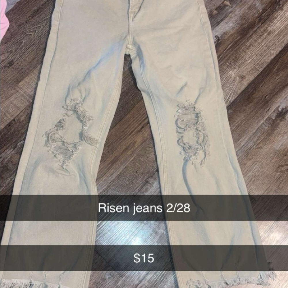 Risen Women's Distressed Ankle Jeans — Light Beige